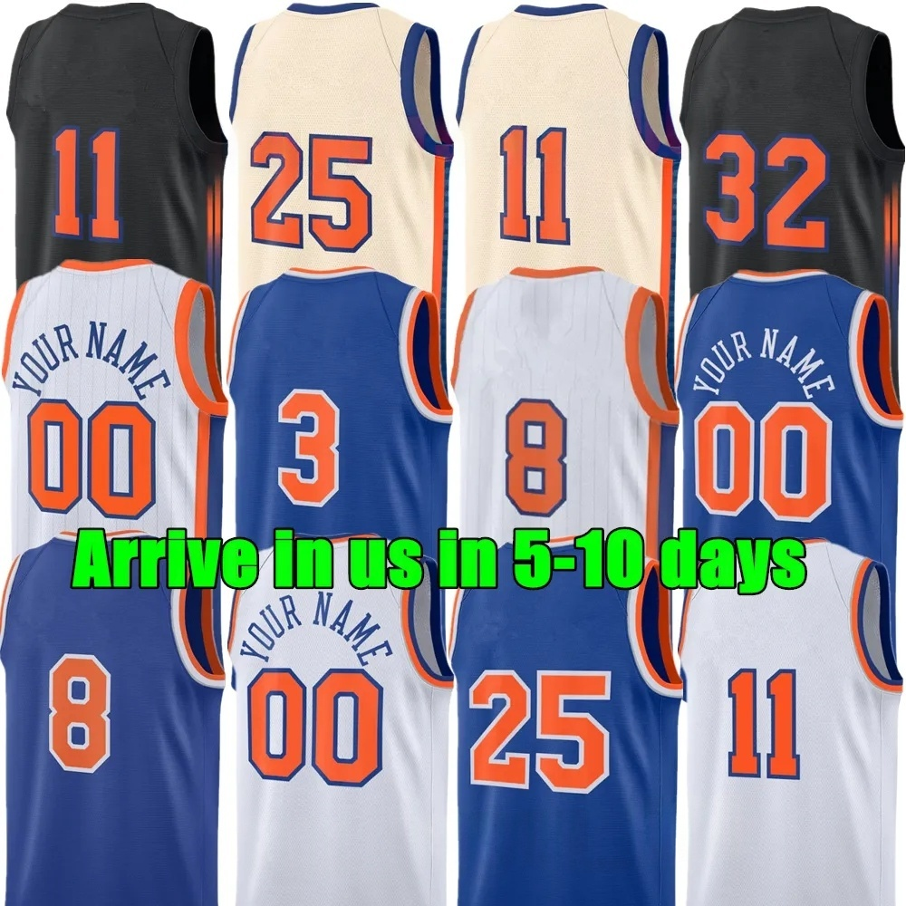 Custom Jalen Brunson Basketball Jerseys New Yorks Karl Anthony Towns Mikal Bridges OG Anunoby Knick Josh Hart Miles McBride Clarkson Guerschon Ya