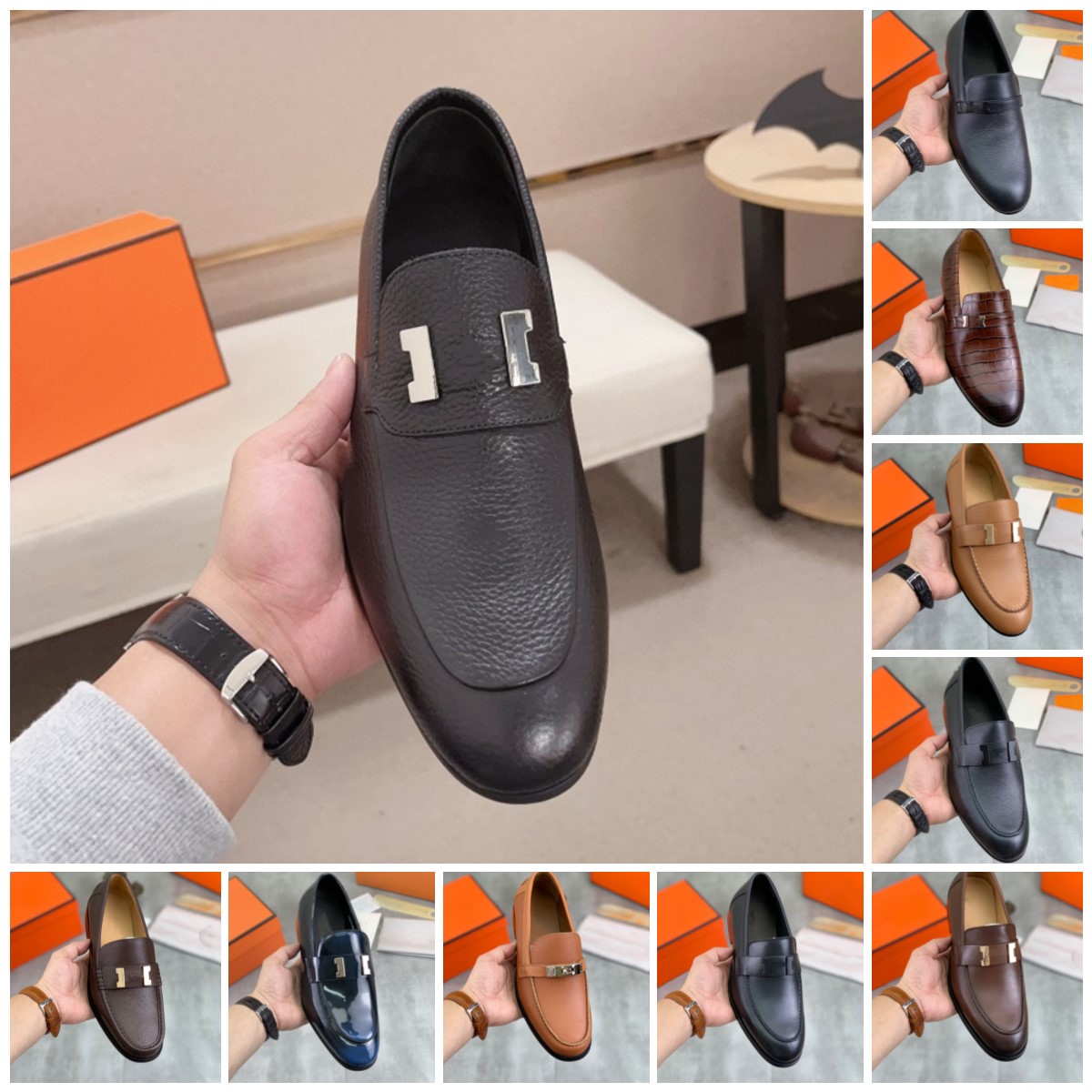 69MODEL 2026 Designer luxurious Italian Mens Dress Shoes Summer Luxury Brand Men Loafers shoes Genuine Leather Moccasins Light Breathable Slip on Bo