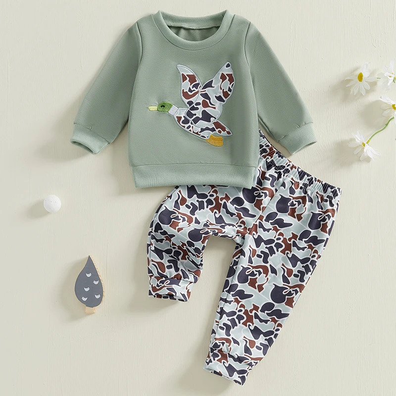 Toddler Winter 2PCS Clothing Sets Warm Fleece Hoodie Bear Print Pullover Elastic Waist Pants Outfit for Boys 260126BJ