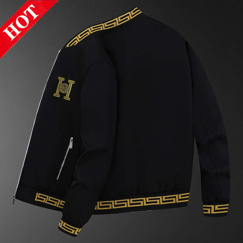 's New European Embroidered High-End Black Trendy Brand Men 2024 Fashion Versatile Baseball Jacket