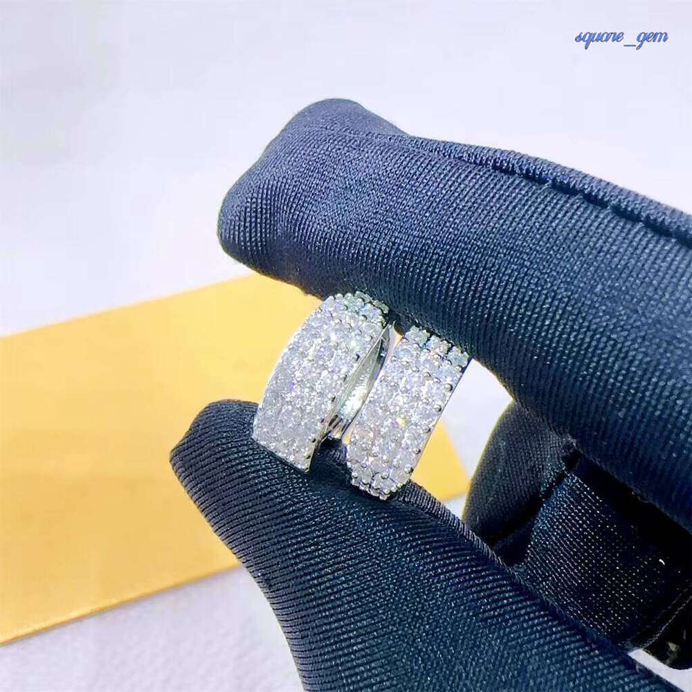 Pass Tester 3Rows Hip Hop Iced Out Style Jewelry 925 Silver Vvs1 Moissanite Diamond Hoop Earrings Man