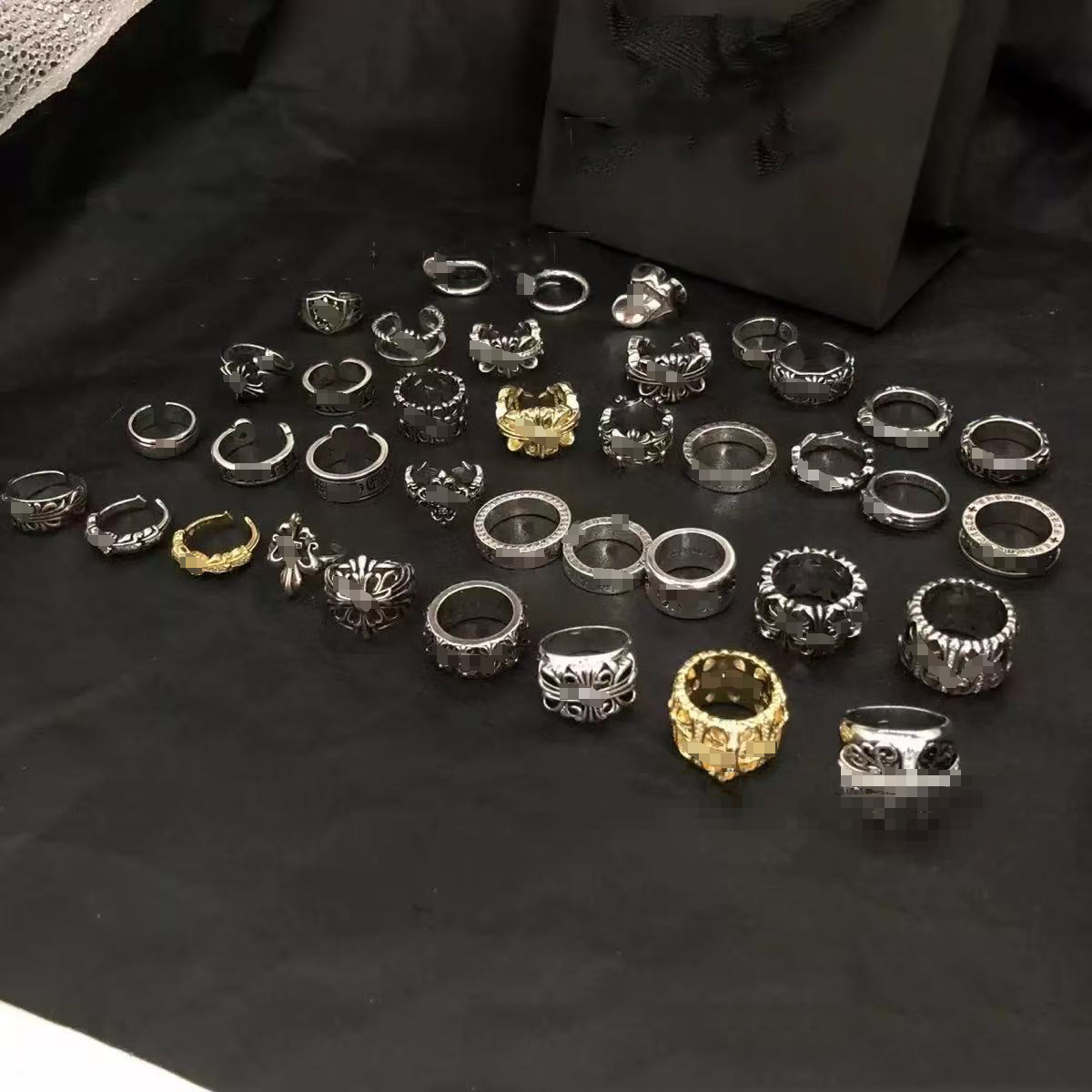 Designer Chromes Rings S925 Thai Silver Cross ring Trend Personality Hip Hop Punk Lovers Ring Gift Retro Vintage Jewelry Rock Skull Ring For Men Wom