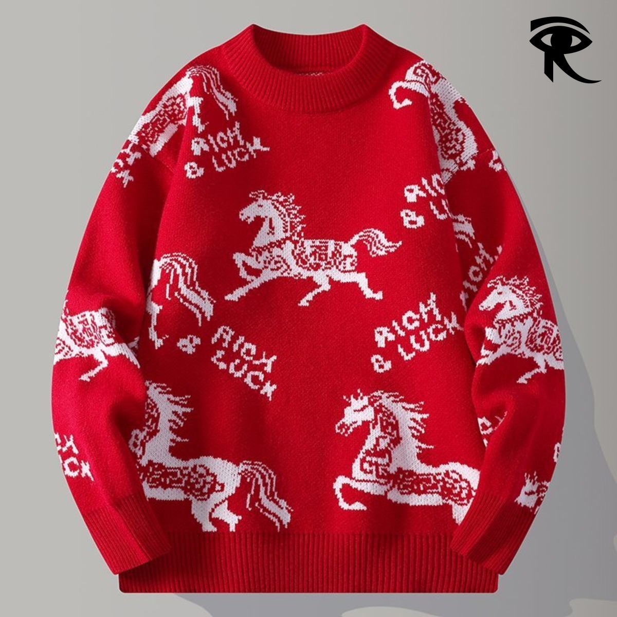 2026 Chinese Boutique Clothing Red Sweater Man Woman Year of The Horse New Sweater Teenagers Warm Base Layer Original Clothing Designer Sweater Fact