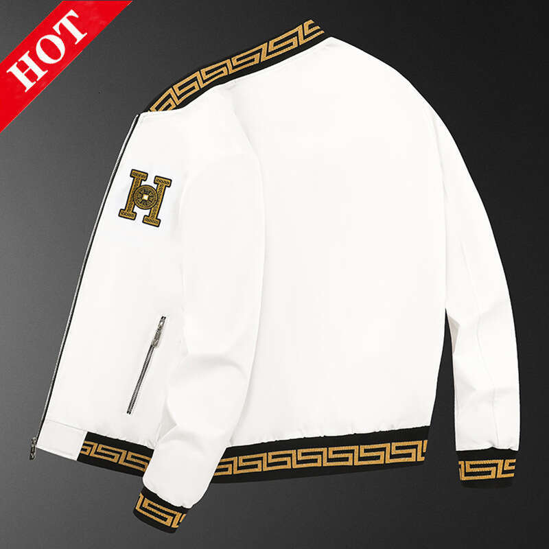 2024 New European Embroidered High-End Black Trendy Brand Men's Fashion Versatile Baseball Jacket