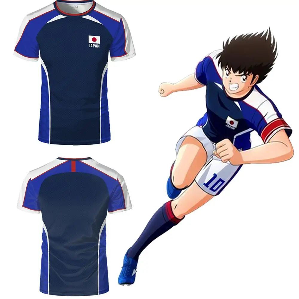 2026 New Anime Captain Tsubasa Japanese Flag Shirt Breathable Quick Drying Mens and Womens Sports T-shirt Top Gift