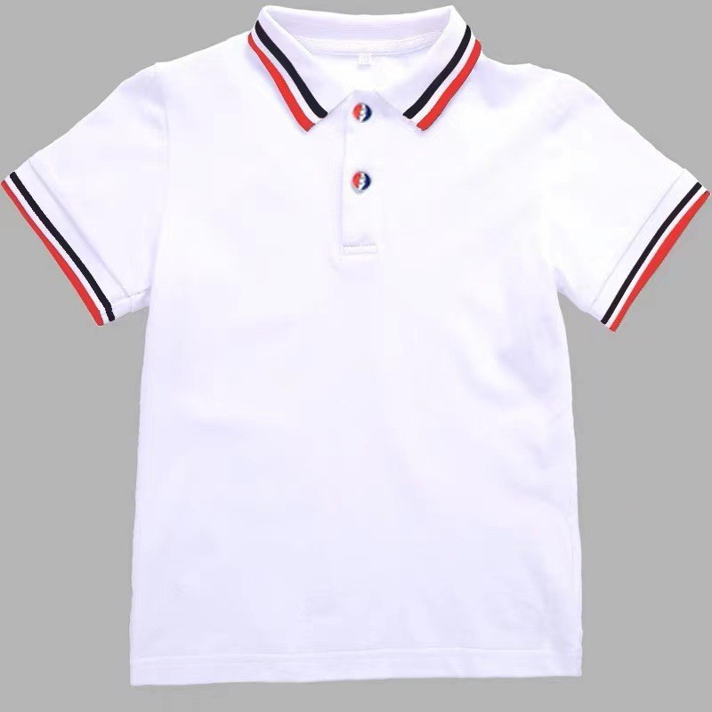 08White Short-Sleeve School Uniform for Elementary & Middle Students - Boys' Girls' Lapel Shirt