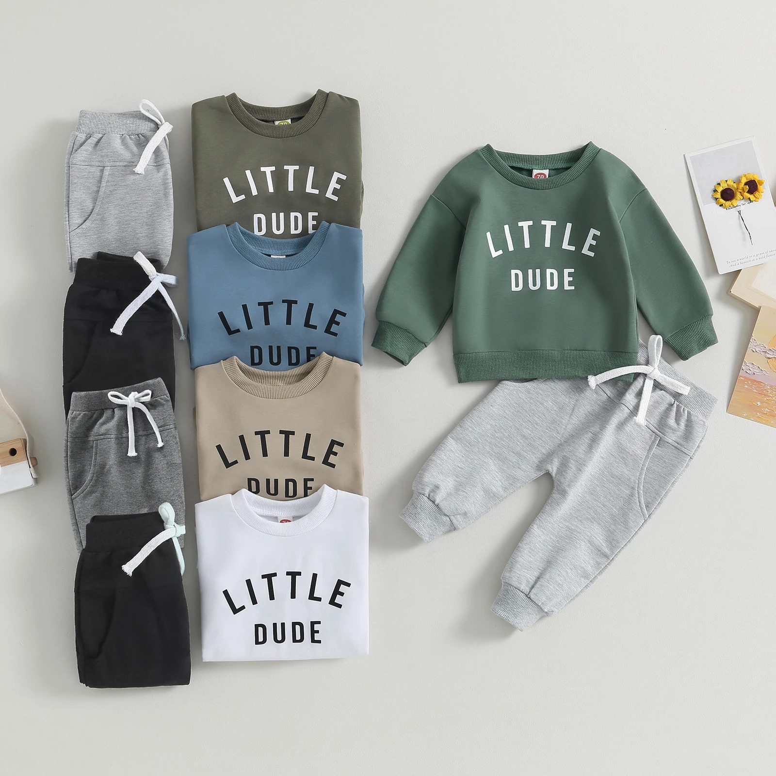 Citgeett Autumn Toddler Boys Fall Outfits Letter Print Long Sleeve Sweatshirts and Pants Spring Clothes Set 260126BJ