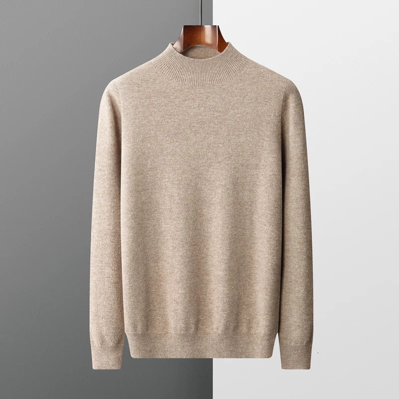 Mens 100 Merino Wool Mock Neck Pullover Soft Warm Jumpers Quality Cashmere Sweater Casual Smart Knitwear Basic Tops Clothi260127