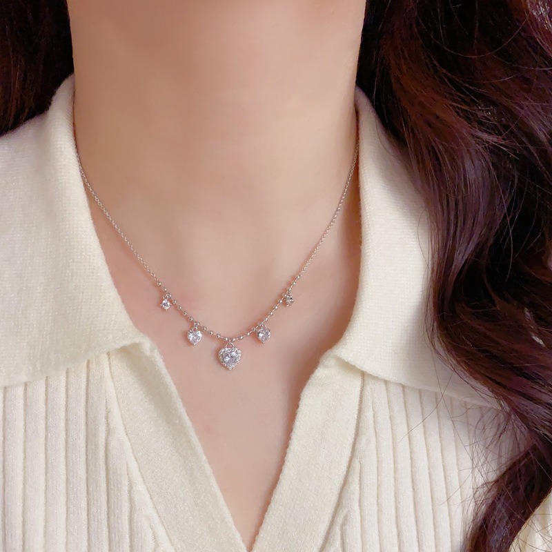 Necklaces For Women Multi Heart Zircon Pendant Adjustable Chain Minimalist Clavicle Jewelry For Daily Wear-image-1104211211