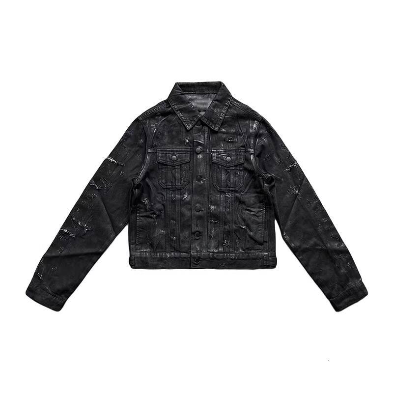Men's Jackets Handmade Coated Waxed Denim Jacket Archive High Street Slim Fit Short Jacket