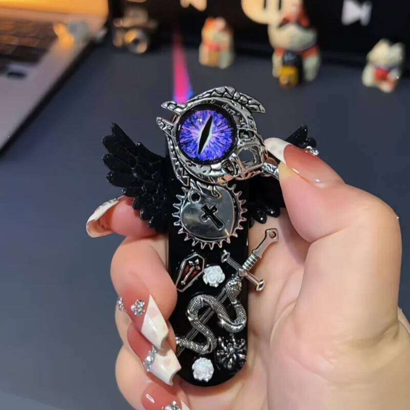 Windproof Angel Wings Cute Outdoor Jet Flame Lighter Cigarette Accessories Fashionable Girl with Gift Box S260207-image-1094358566