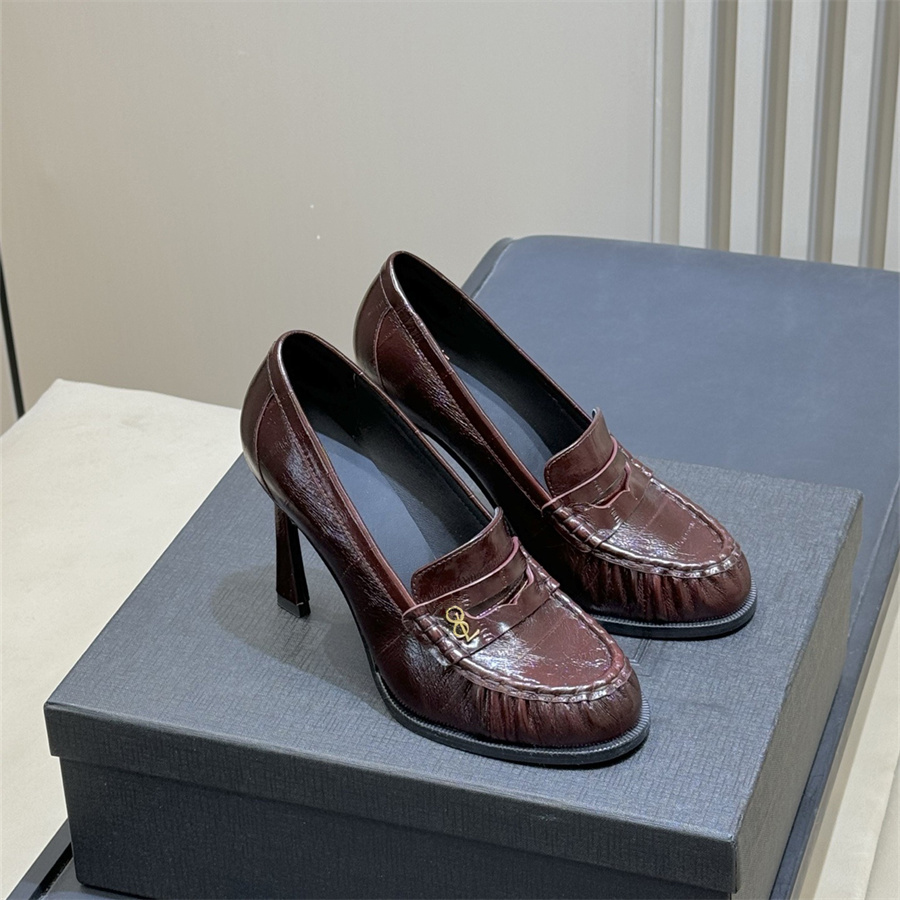 Chaussures de créateurs femmes chaussures habillées mode chaussures à motif plissé chaussures classiques bout rond chaussures à talons printemps