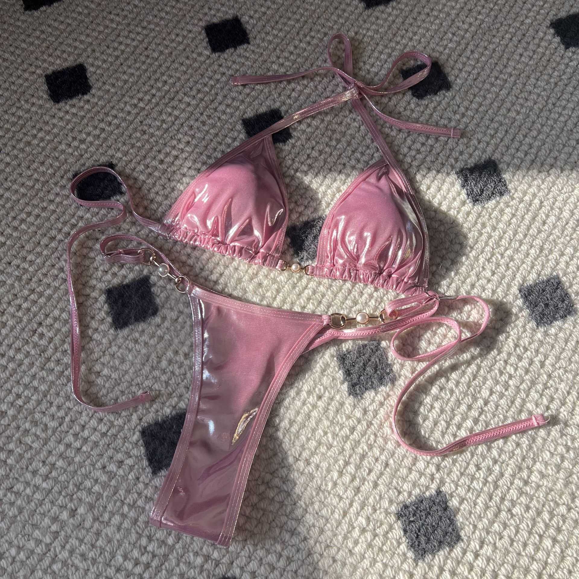 2026 New Sexy Matte Pearl Thong Bikini Swimsu L260528-image-1046560066