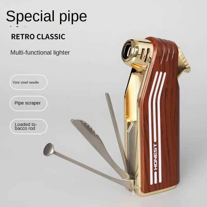 Baicheng Multifunctional Pipe Lighter, Slanted Open Flame, Creative Trendy Anti-scalding Men's Special Pressure Rod Smoking Set S260207-image-1094358600