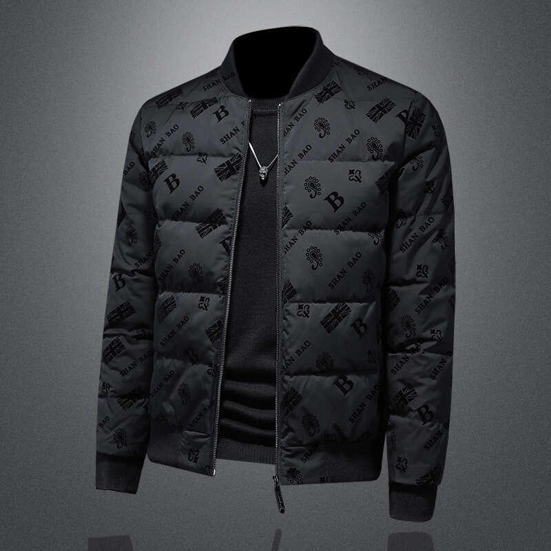 Winter High End Men's 90% White Duck Stand Collar Flocked Down Jacket Warm Casual Coat