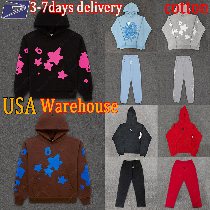 designer hoodie men hoodies fashion graphic hoodie and hight quality pants Stree puff print web hoodies Loose skin-friendly tracksuits