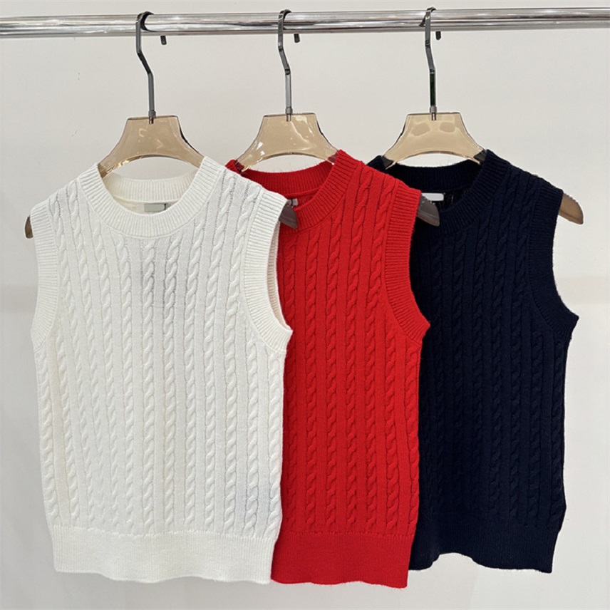Women Retro Knit Tank Top Loose Designer Preppy Knit Vest Summer Home Outdoor Casual Knit Gilet