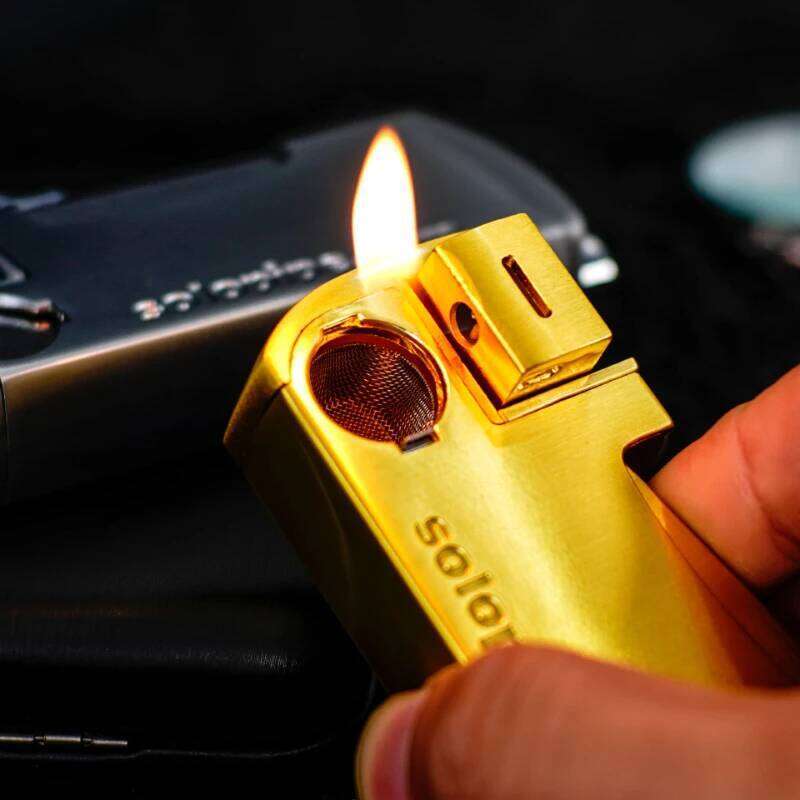 Pipe Butane Gas Lighter, Creative Retro Side, Mechanical Press Ignition, Inclined Flame, Metal Tool, Men's Gift S260207-image-1094358559