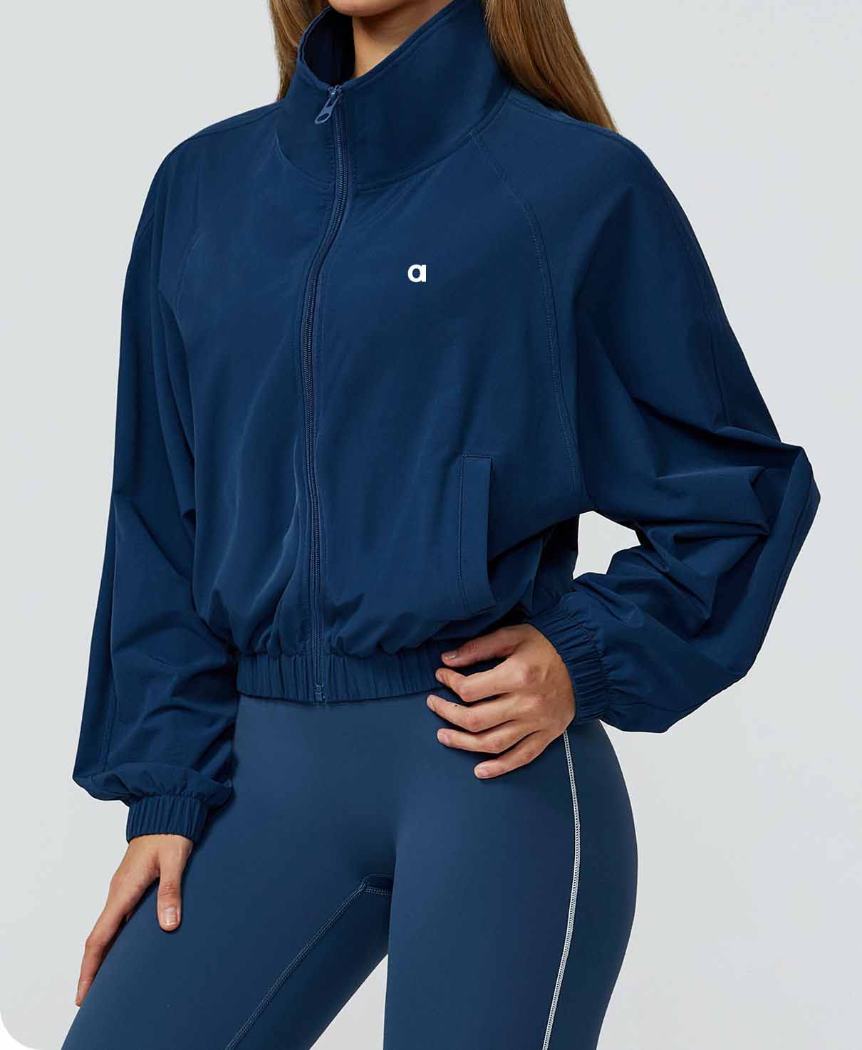 Quick drying stand up collar sports women's zipper windproof outdoor running fitness long sleeved yoga suit A-5412 jacket