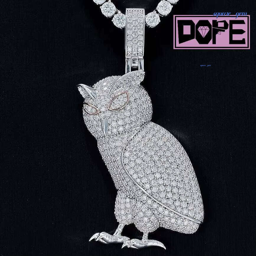 Hiphop Jewelry Custom Owl Animal Men Women 925 Sterling Silver VVS Iced Out Moissanite Pendant