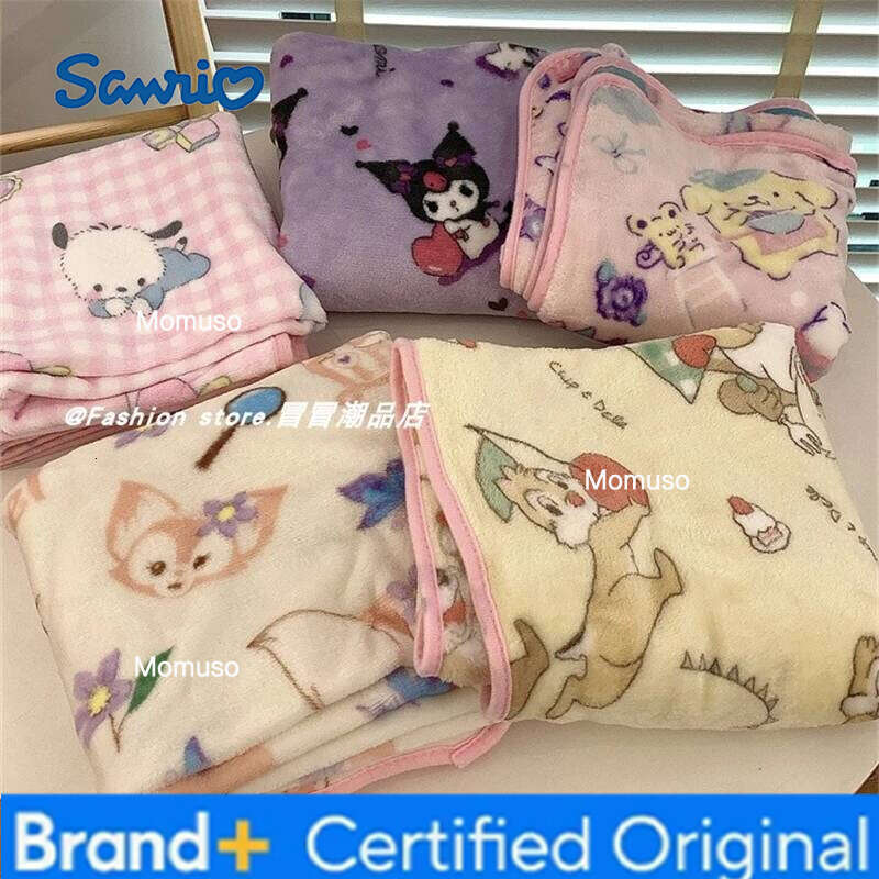 Sanrio Japanese Style Printed Kuromi My Melody Warm Cute Anime Flannel Pillowcase Air Conditioning Blanket Girl H260206-image-1095084032