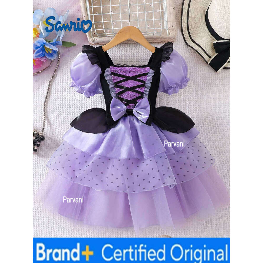 Sanrio Kid Princesse Mode Robe À Manches Performance À Plusieurs Niveaux Fille Jupe De Mariage En Forme De Filles Dot Robe Fête Enfants H260206