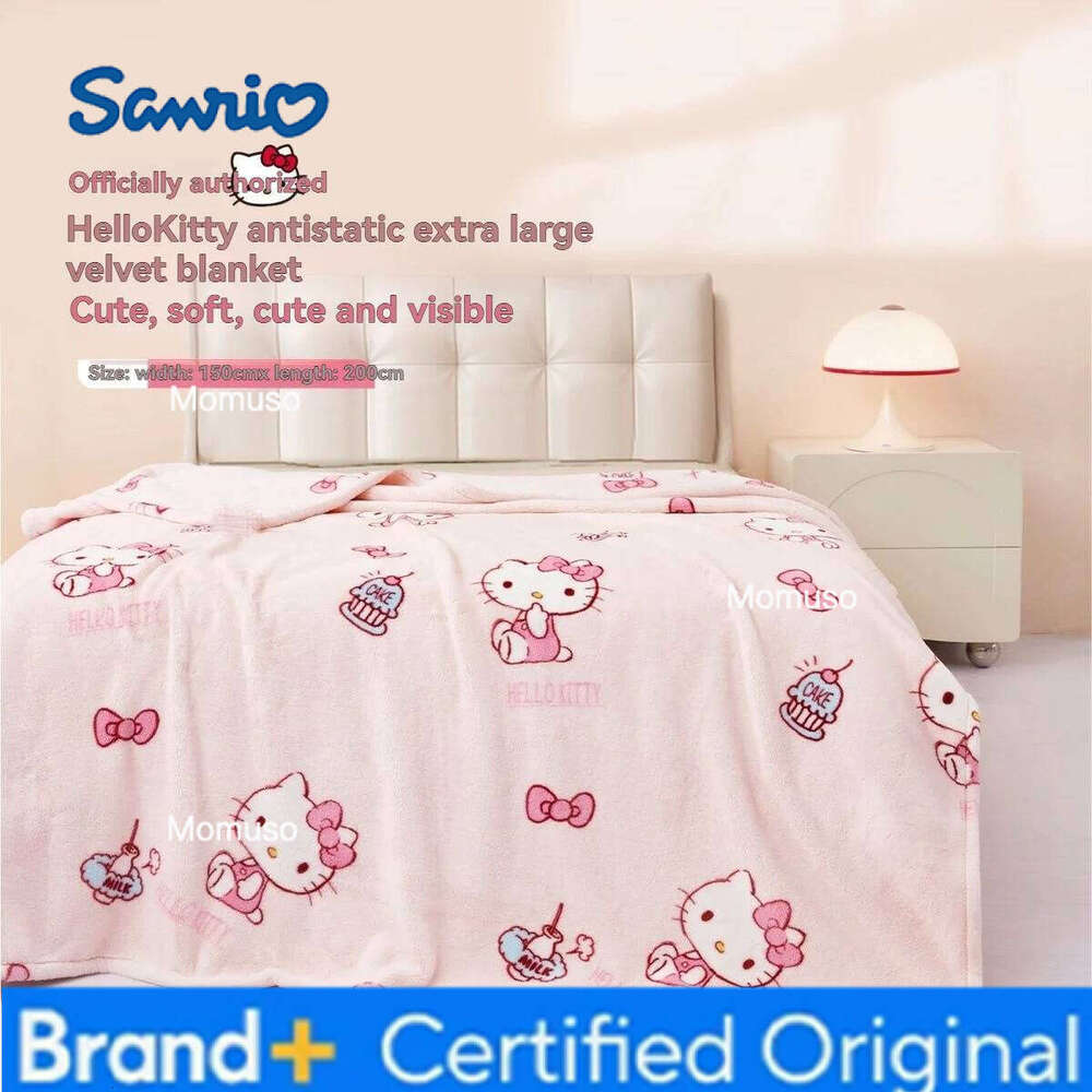 Sanrio San-rio Hello-Kitty Various Sizes Anti-static Thick Milk Fleece Casual Blanket, 150*200cm H260206-image-1095084141