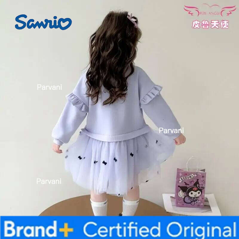 Sanrio Hello Kitty Girls Princess Dress Spring Soft Cotton For Children Autumn Season 2025 New Fashionable Cute Party H260206-image-1095311363