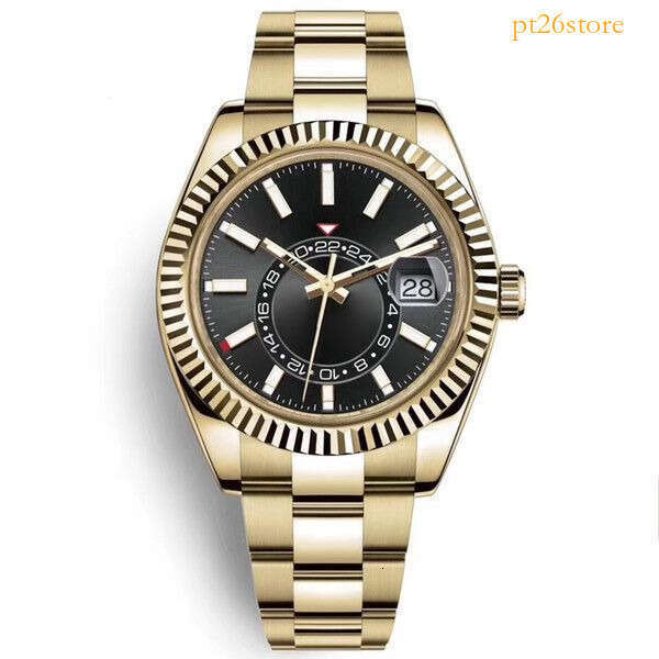NEW Luxury Watch Automatic Mechanical Calendar 42mm Stainless Steel SkyDweller GMT Men Luminous Fashion Waterproof With box