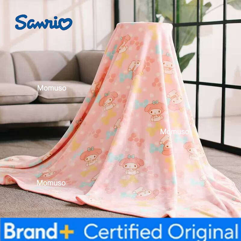 Sanrio Comfortable My Melody Warm Pink Cartoon Print Pattern Flannel Sofa Bedroom Blanket Pillowcase Bedspread Girl H260206-image-1095084284