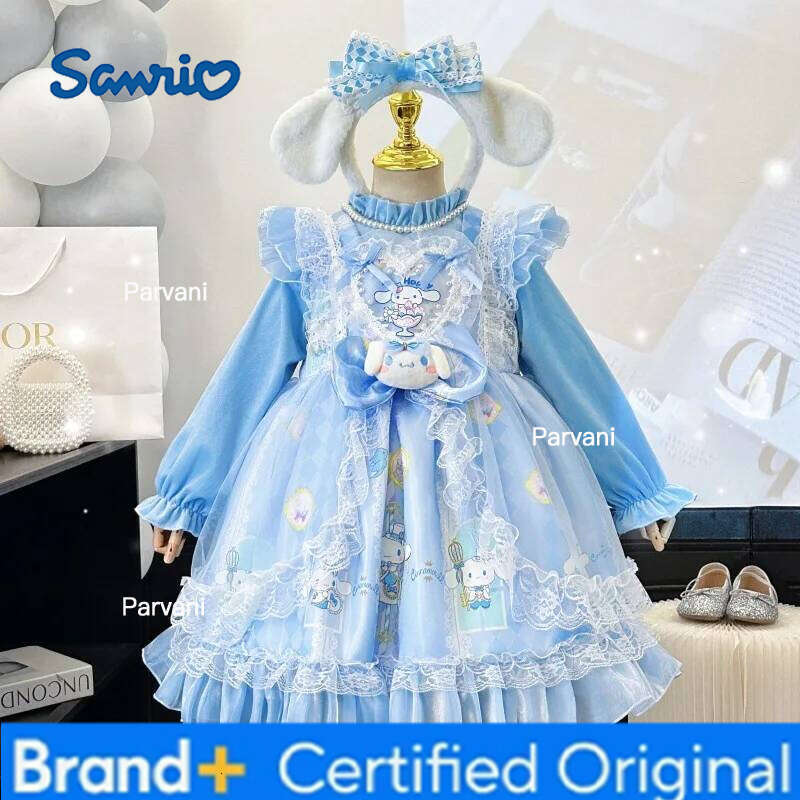 Sanrio Cinnamoroll Girl Velvet Autumn Winter Kuromi Lolita Princess Dress Kawaii Cartoon Long Sleeves Anime s Girls Clothes H260206-image-1095308687