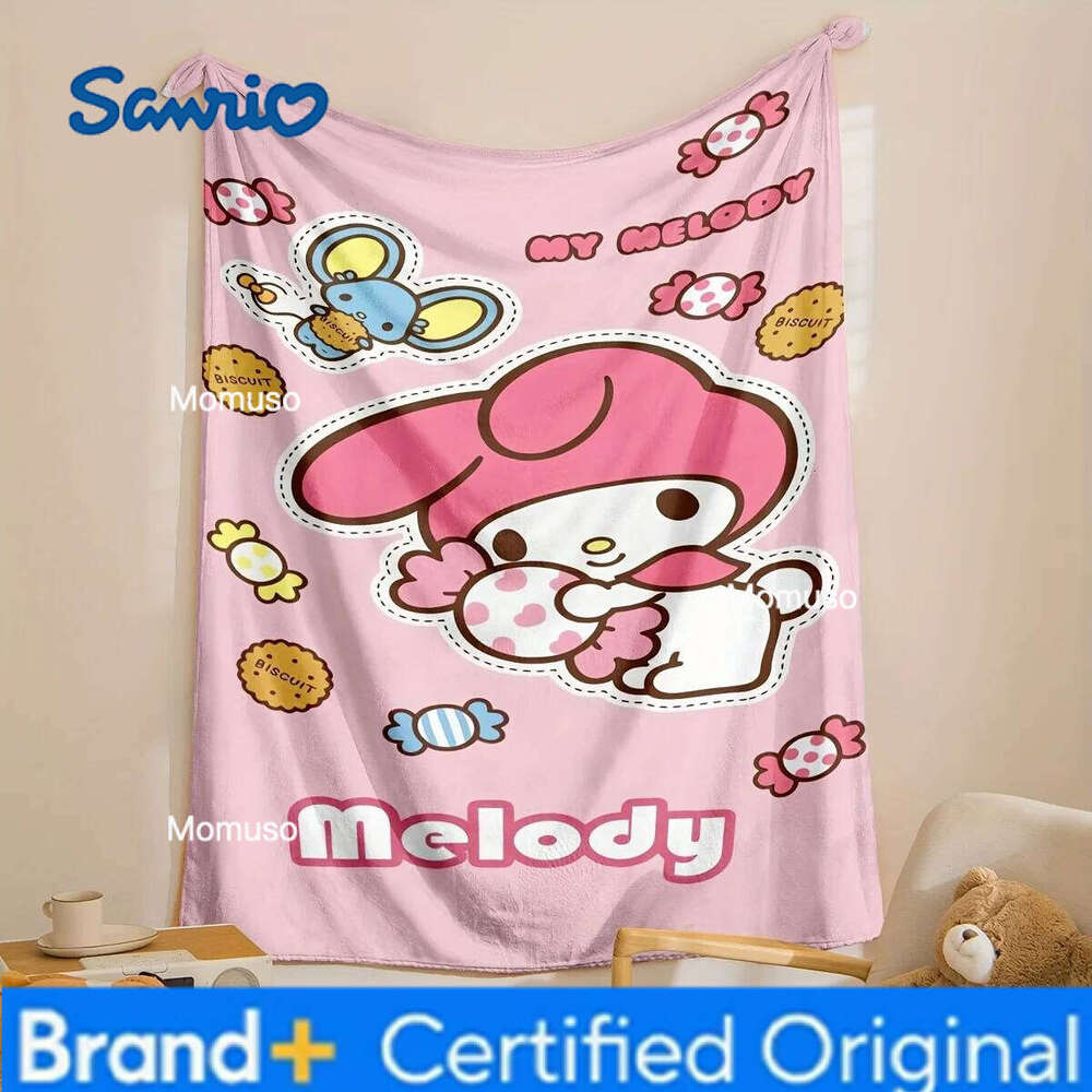 Sanrio My Melody Pink Flannel Blanket 2D Single Print Cute Home Decor Soft Accessory Cozy Functional Cartoon-Themed Attractive Durable H260206-image-1095084353