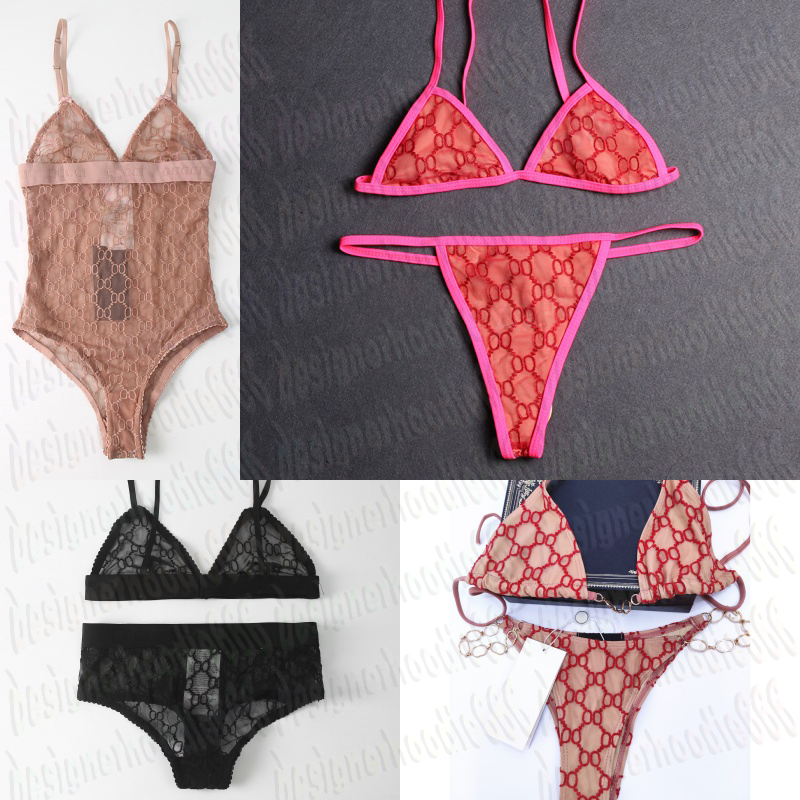 designer embroidered tulle lingerie set Ladies Bikini Bra Lace Underwear lingerie sexy set Perspective Swimwear Women Designer Bikini Tankinis Ch-image-1096279288
