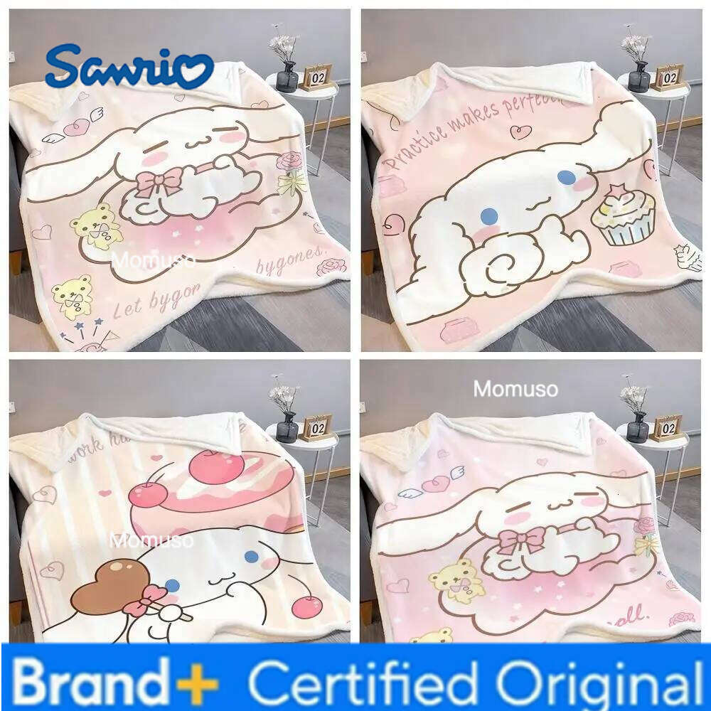 Sanrio MINISO Cartoon Cinnamoroll Flannel Fluffy Soft Blanket Warm Skin-Friendly Throw for Sofa Bed Office Nap Winter H260206-image-1095084327