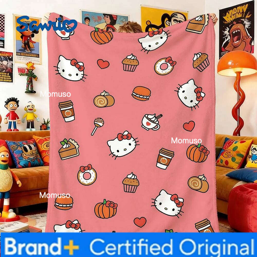 Sanrio Double Blanket H-Hello K-Kitty Camping Blankets Bedspread on the Bed Home and Decoration Knee Sofas Sofa Bedspreads Picnic Throw H260206-image-1095084336
