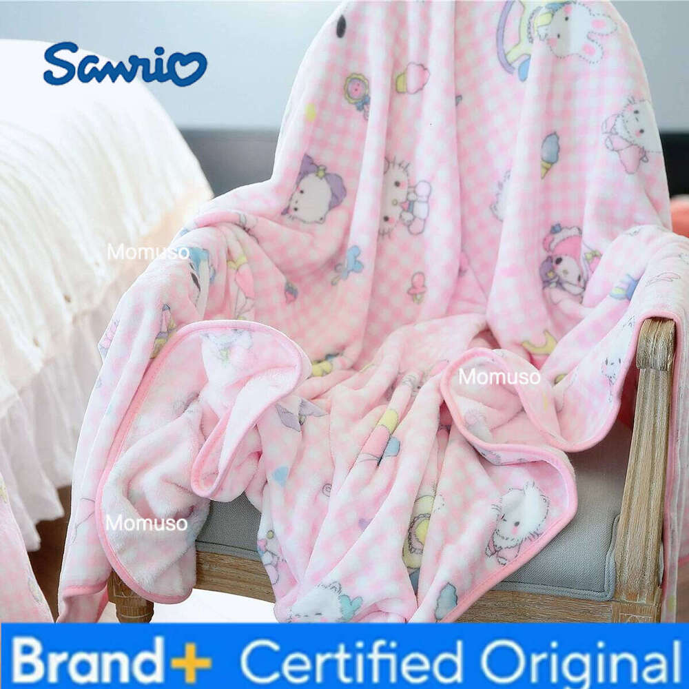 Sanrio Cute Anime Hello Kitty Flannel Machine Washable Pink Warm Winter Bedspread Cover on the Bed Nap Blanket H260206-image-1095084054