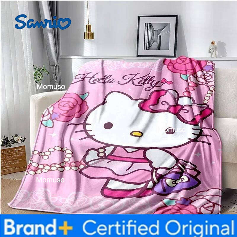 Sanrio HelloKitty Cartoon Anime kawaii Kids Super Soft Cute for Travel Bedding Couch Sofa Bed Blanket Birthday Gift H260206-image-1095084384