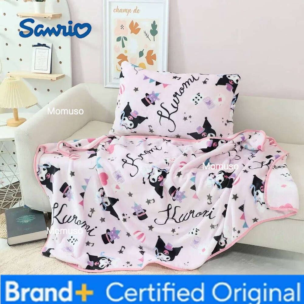 Sanrio Newest Warm Flannel Pillowcase Kuromi Pattern Printing Blanket Bedspread Bedroom Gifts Girl H260206-image-1095084235