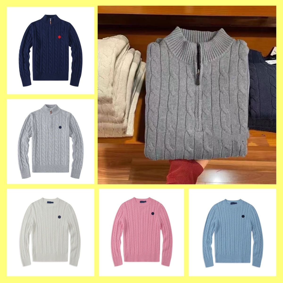 mens polo sweater quarter zip sweater knitted sweaters pull old money jacket designer mens Business sweater Wholesale price S-2XL