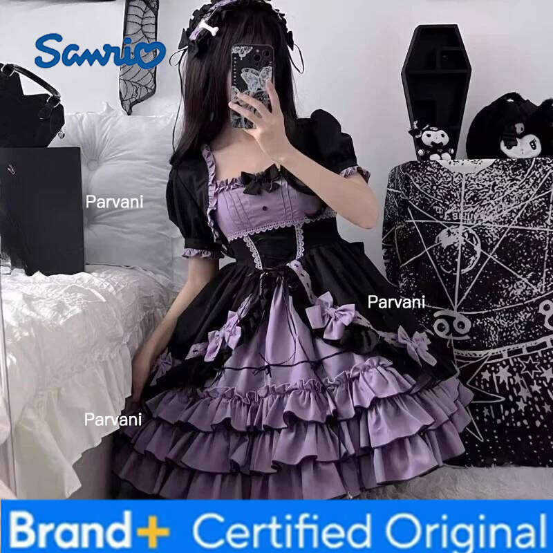 Sanrio Bow Princess Patchwork Panekked Women Mujer Short Lace Up Spice Girls Cake Vestidos Fairycore Harajuku Japanese Soft Dresses H260206