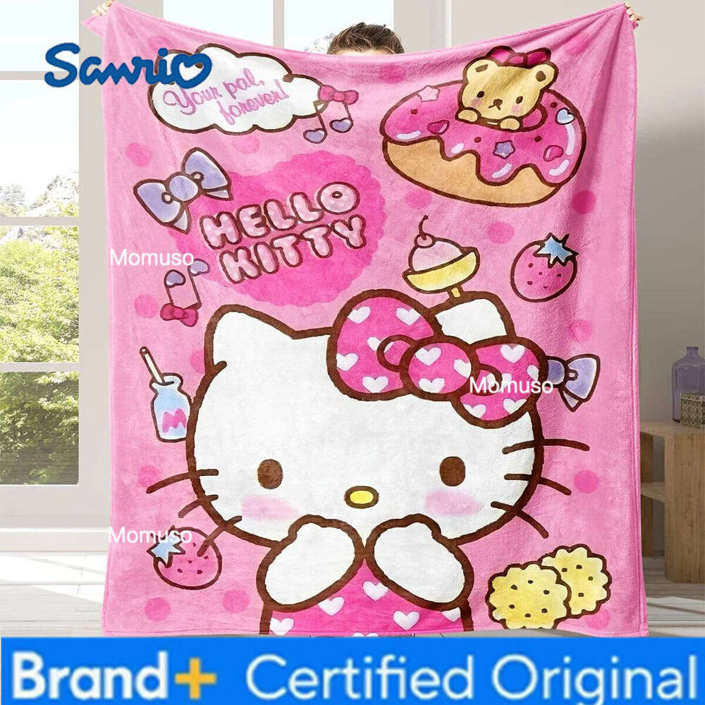 Sanrio Hello Kitty Sweet Treats Flannel Single Print Cute Stylish Soft Blanket Home Living Room Bedroom Dorm Vibe Decor H260206-image-1095084345