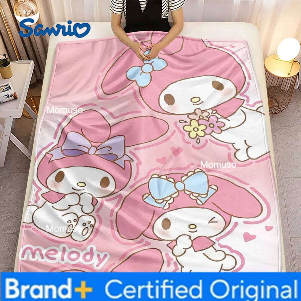 Sanrio My Melody Pink Flannel 2D Single Print Cute Cozy Durable Warm Throw Blanket Home Bedroom Living Room Theme Decor H260206-image-1095084414