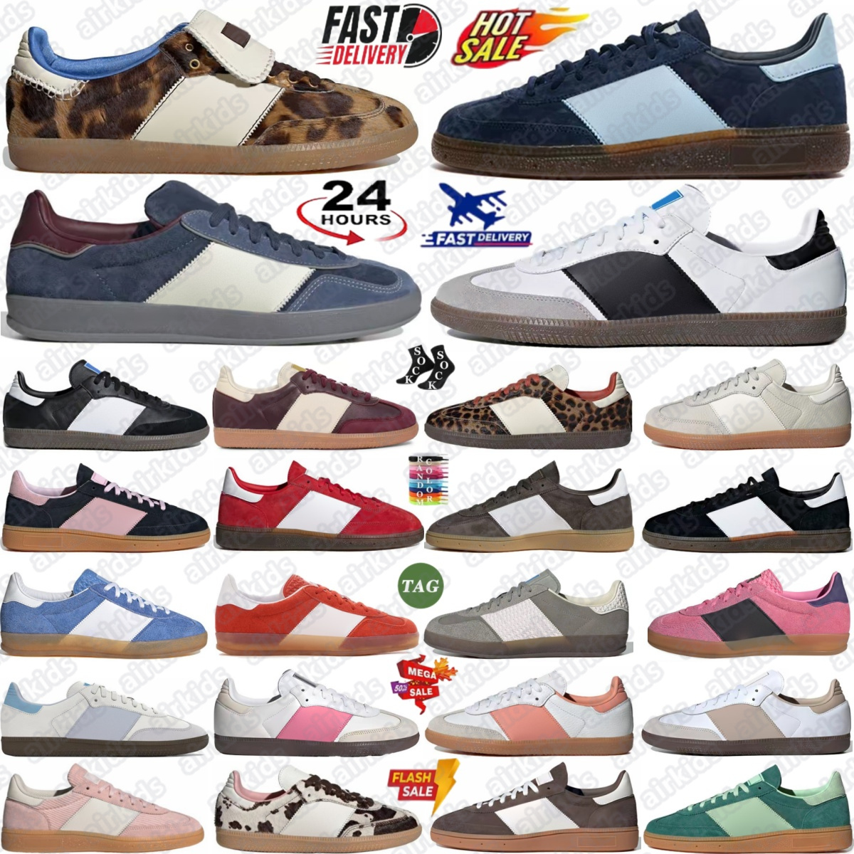 Indoor shoes Handball sneakers bad bunny trainers Preloved Red Leopard women men Cloud White Core black Earth Strata pink Aluminum clear gum arct-image-971864523