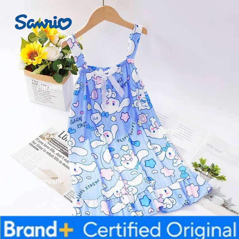 Sanrio – jupe de nuit à bretelles pour enfants, pyjama fin imprimé de dessin animé pour fille, Style princesse d'été H260206