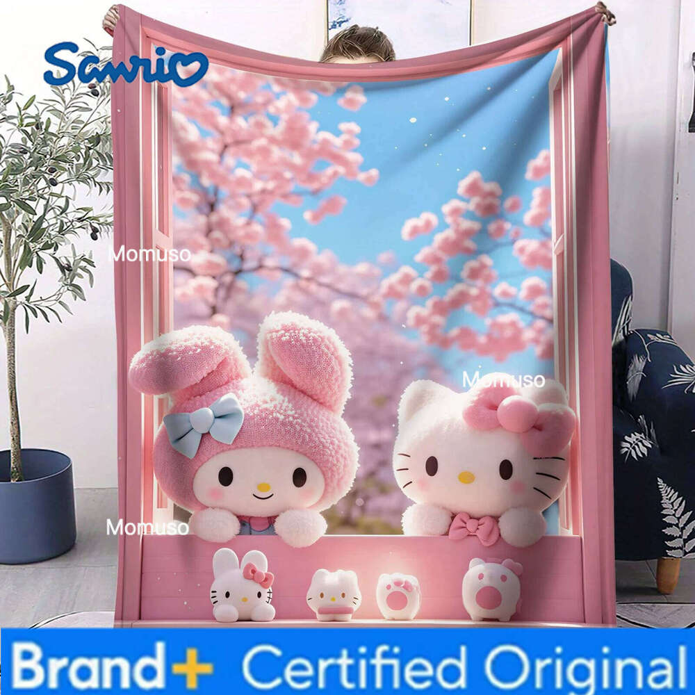 Sanrio Kitty Rainbow Candy Cute Pink For Girl Sofa Office Comfort Leisure Camp Travel Multifunctional Universal Blanket H260206-image-1095084316
