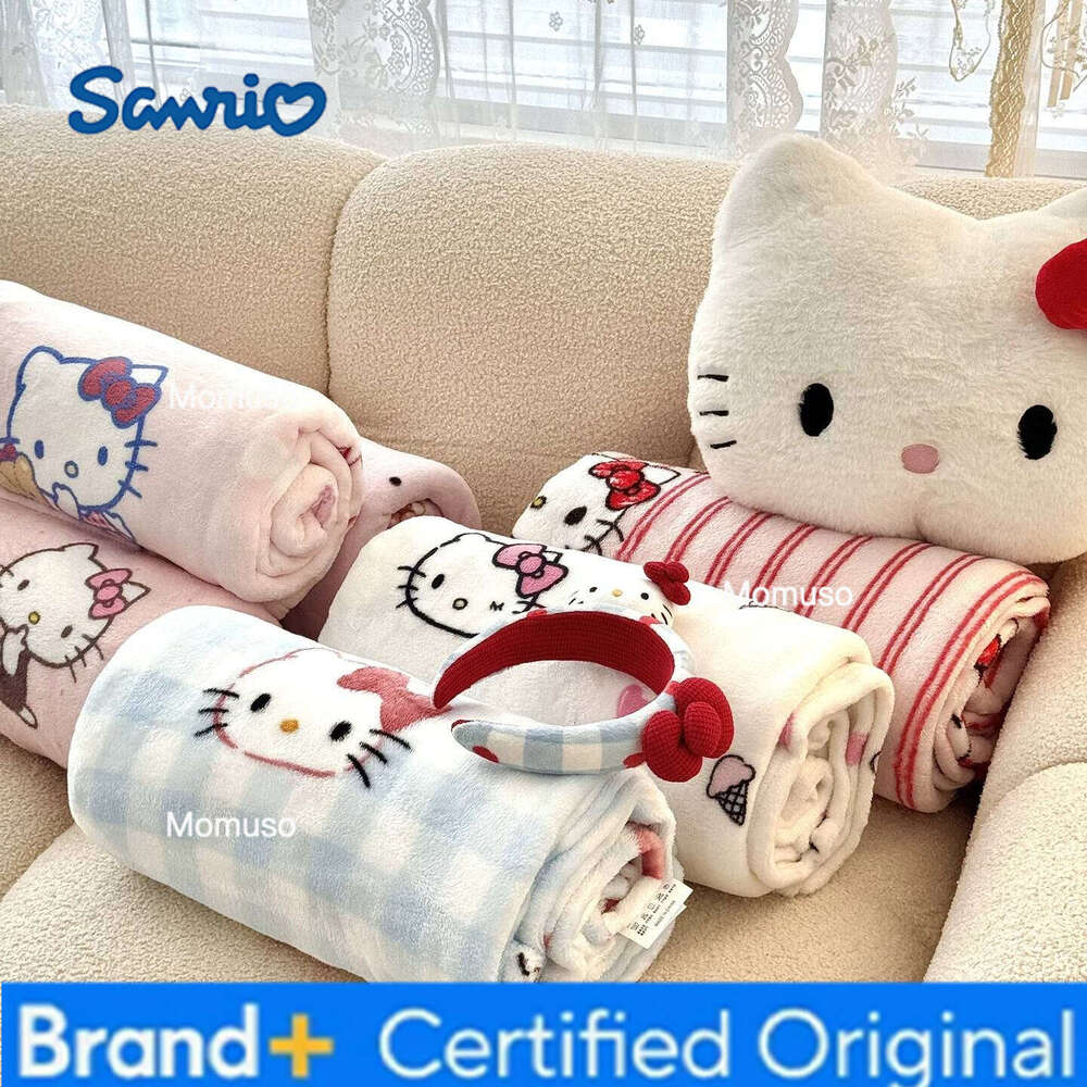 Sanrio Kitty Cat Cute Milk Velvet Soft Cartoon Anime Kuromi Carpet Office Napping Shawl Air Conditioning Blanket Gifts H2602061-image-1095307960