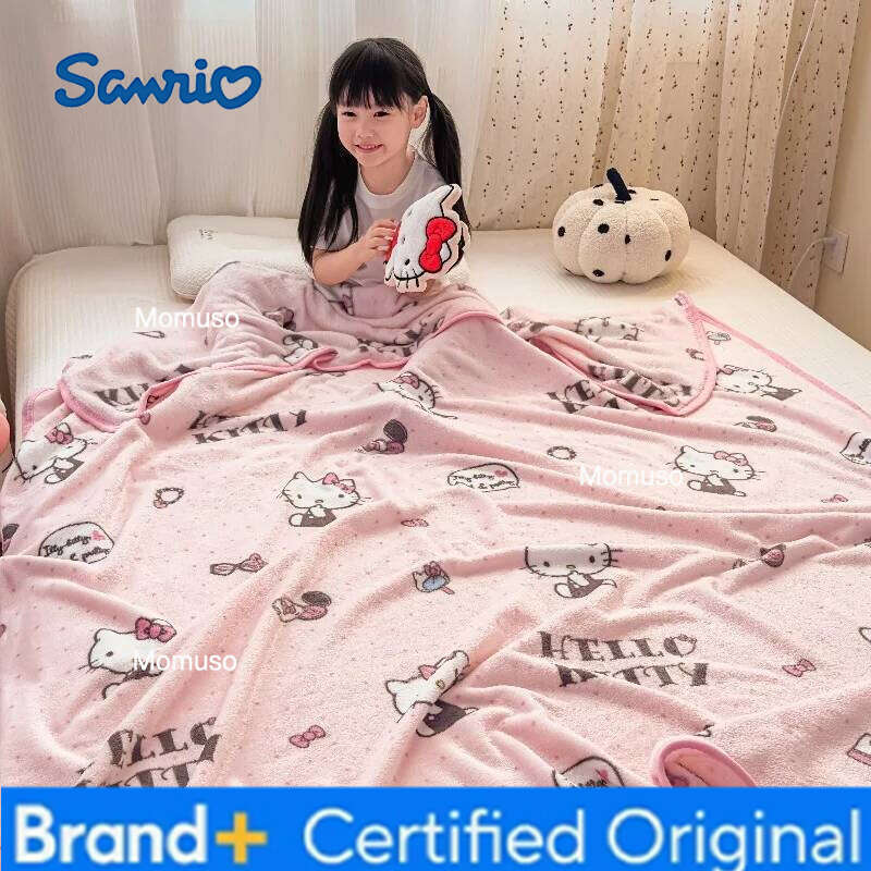 Sanrio kuromi flannel kids cartoon nap hello kitty multifunctional blanket dorm soft bedding set H260206-image-1095084206