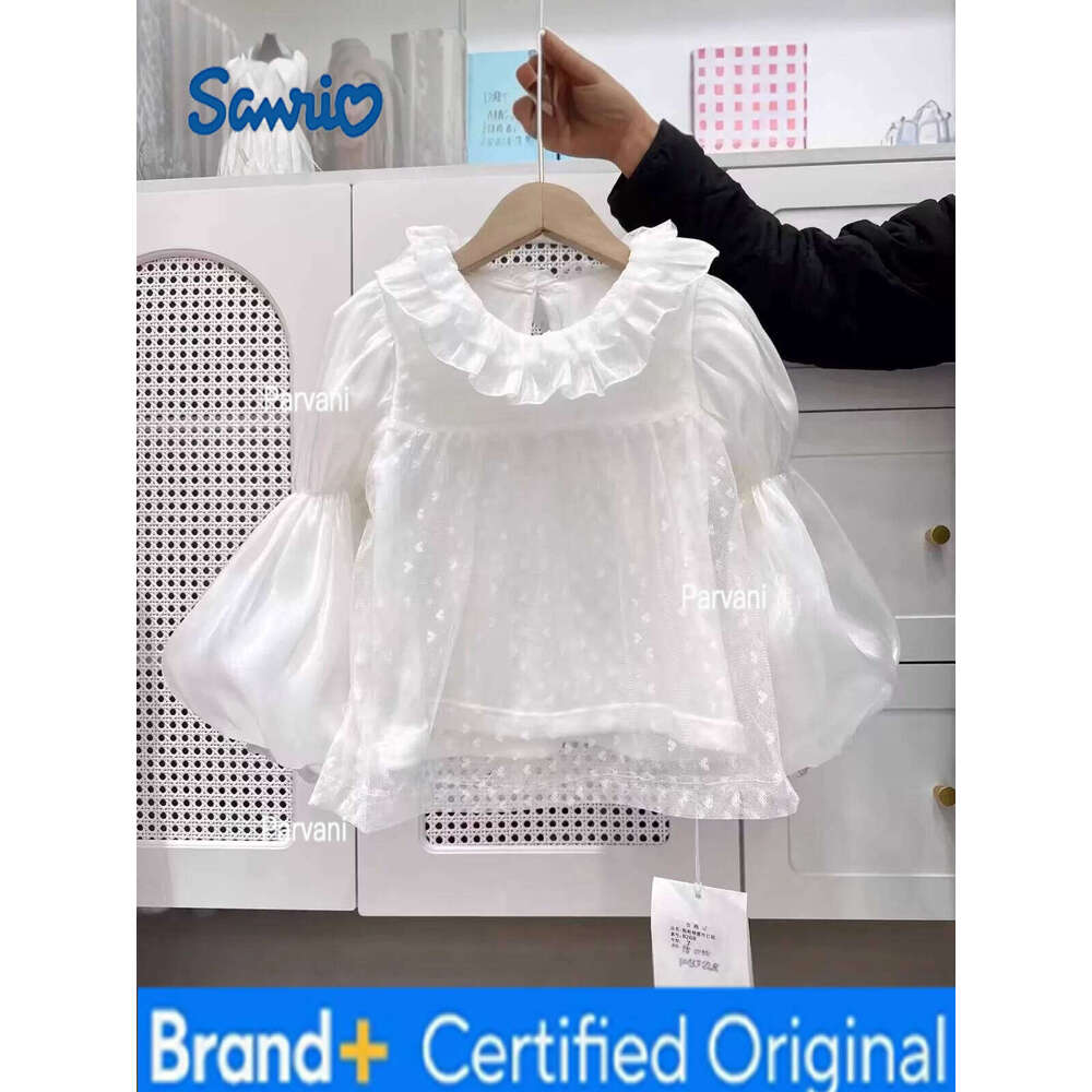 Sanrio – chemise Lolita pour filles, pull Long à col en dentelle, couche de Base, printemps et automne, 2-10 ans, H260206
