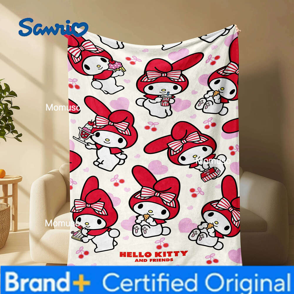 Sanrio My Melody Hello Kitty Flannel 2D Single Print Cute Stylish Soft Blanket Home Living Room Bedroom Dorm Vibe Decor H260206-image-1095084554