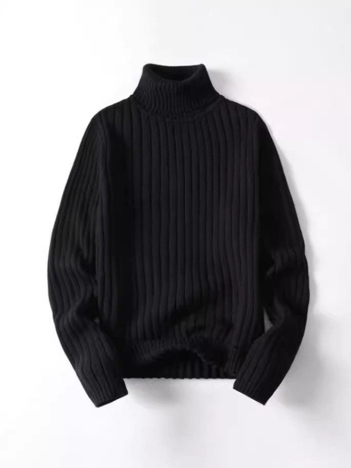 luxury Clothing 2026 Men's Slim Fit Turtleneck Sweater Heavyweight Knit Pullover Autumn Winter Basic Solid Color Long Sleeve Top for Men